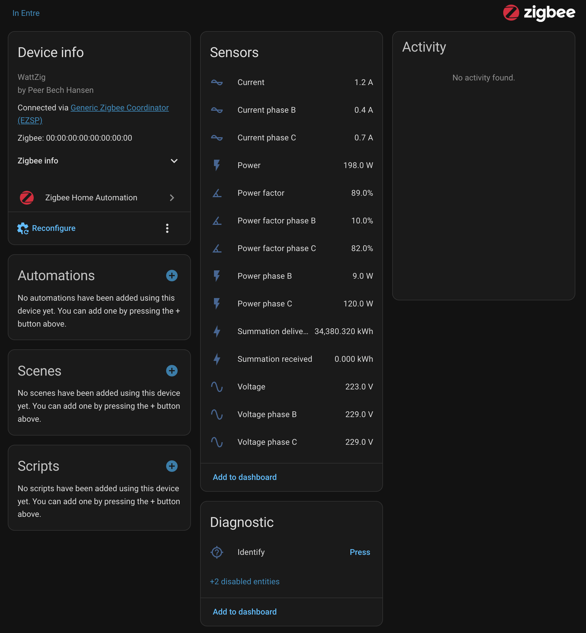 WattZig in Home Assistant